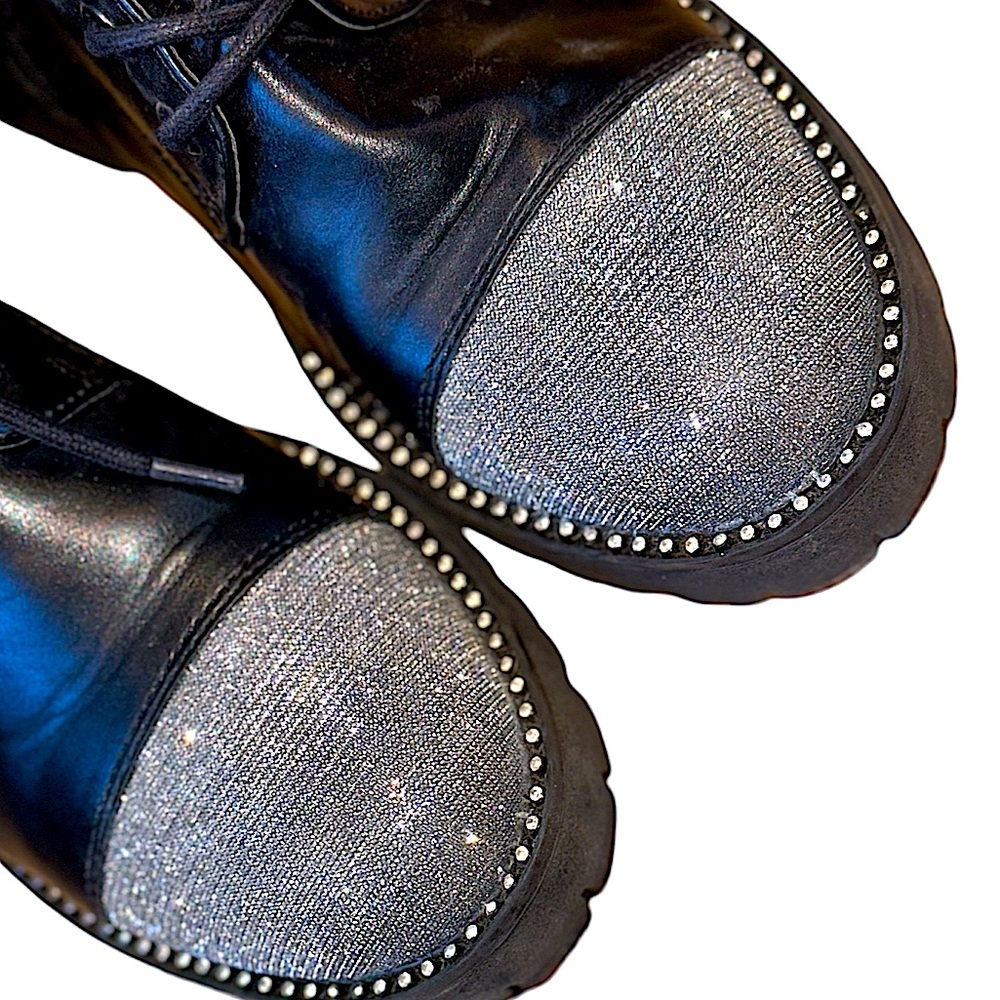 NWOT Women’s EU 39 chunky heel glitter boots - Picture 4 of 7
